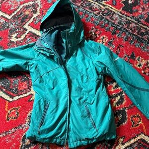 Columbia Teal Hooded Snow Jacket